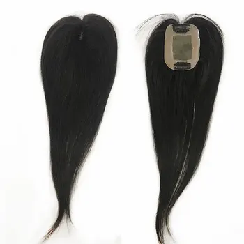 12inch 7x10 ръка вързани прав моно база в косата перука парче човешка коса топер 2 клипове в за жени Изображение