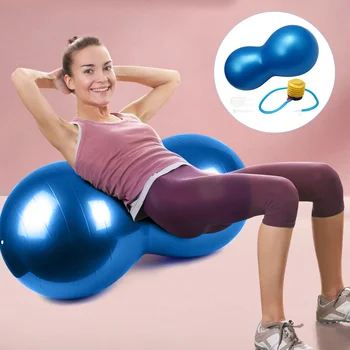 1 комплект PVC йога фъстъчена топка йога топка с инфлатор сгъсти фитнес топка Изображение
