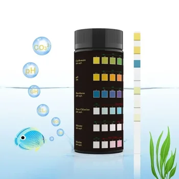 сладководна PH алкалност 50pcs 6-в-1 тест ленти за езерце за риба Тестване на аквариуми Соленоводни нитрити за Изображение