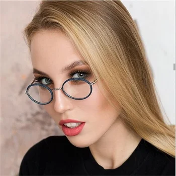 2020 Реколта овално злато очила рамка мъж жени обикновени очила сплав рамка ясно очила високо качество марка дизайнер Изображение