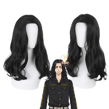 Tokyo Revengers Keisuke Baji Long Black Cosplay перука аниме топлоустойчива синтетична коса перука капачка карнавал Хелоуин аксесоар Изображение