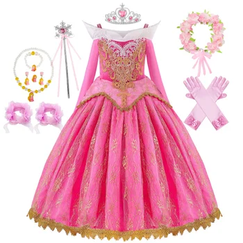 Момичета Aurora рокля принцеса DressUp деца фантазия сън красота косплей костюм Хелоуин карнавал косплей детски дрехи 2-10Y Изображение