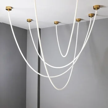 Минималистичен LED дизайнер силиконова висулка лампа за хол зала хотел вила декор висящи полилеи Suspen осветително тяло Изображение