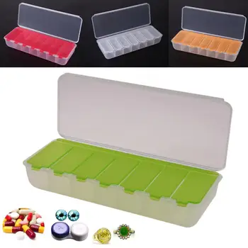 7 Решетки Контейнер за бижута Запечатани канцеларски материали Зелен оранжев държач Счупено-устойчиви резервни мъниста за съхранение Медицинска кутия Изображение
