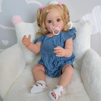 55CM цяло тяло винил прероден бебе кукли принцеса малко дете момиче Сю-Сю вече боядисани 3D кожата видими вени кукли за момичета Изображение