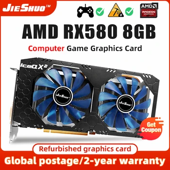 JIEHSUO AMD rx 580 8g 256bit 2048SP GDDR5 Компютърна игра графична карта GPU RX 580 8G игри displayport placa de video Изображение