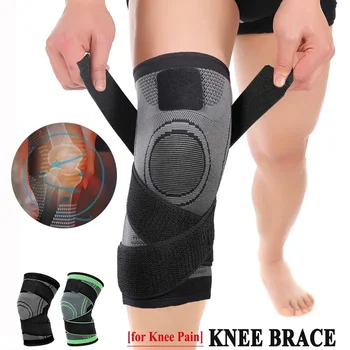 Професионална скоба за коляното за болка в коляното Мъже жени Коляно компресия ръкав подкрепа за бягане тренировка спорт болки в ставите Relif Изображение