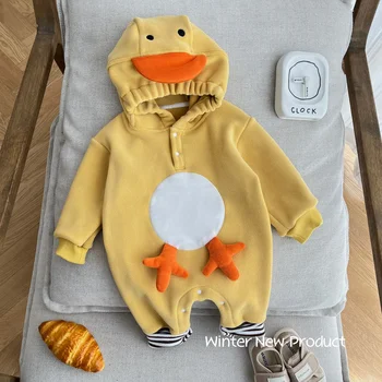 Бебешки супер сладък гащеризон с качулка 0-2 години Зимни детски анимационни дрехи 2023 Изображение