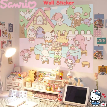 Kawaii Sanrio Hello Kitty Kuromi стикер за стена Cinnamoroll Моята мелодия Сладки момичета спалня общежитие декоративни стикери плакати стикери Изображение