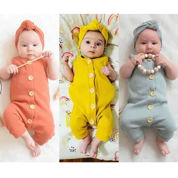 бебе момиче твърдо боди бутон новородено бебе бебе момиче момче 2бр облекло гащеризон анцуг облекло комплект 0-18 месеца Изображение