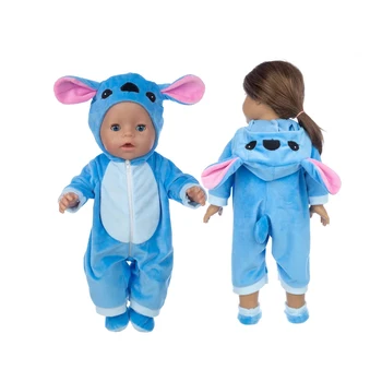 43 CM Disney Stitch Cosplay кукла Outfits за 17Inch кукли бебе роден кукла сладък джъмпери ританки костюм + обувки Kid Girl Коледа подарък Изображение