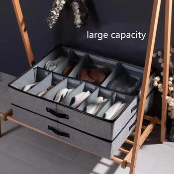  Кошчета за съхранение на дрехи за килер с дръжки Сгъваеми правоъгълни кошници Контейнери от плат Кутии за организиране на спалня Изображение