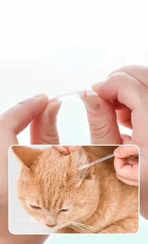 Cat Ear Wash Етерично масло Памучен тампон Отстраняване на уши за уши Решение за почистване на ушите на домашни любимци Изображение