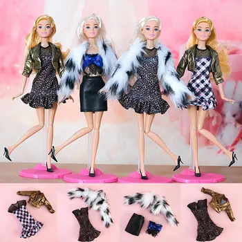 1 комплект 1/6 кукла плюшено палто 30см кукли пола случайни зимни облекла DIY мода момиче дрехи кукла аксесоари детски подарък играчка 10 стилове Изображение