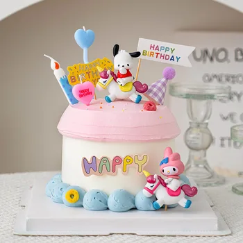 Sanrio Kawaii Kuromi Cinnamoroll декорация орнаменти сладък аниме моята мелодия Hello Kitty торта за рожден ден декорация подарък за деца Изображение