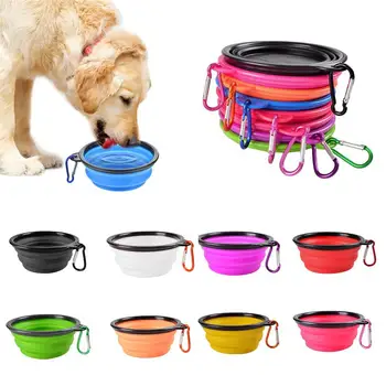 350ML/1000ML Pet Bowl Сгъваем силиконов преносим контейнер за храна за кученца Сгъваемо захранващо устройство за аксесоари за къмпинг кучета на открито Изображение