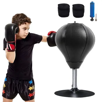 Настолна боксова круша с ръчно обвиване Антистрес стрес Бъстър пробиване топка забавно управление на гнева за деца и възрастни Изображение