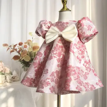 испански реколта Лолита принцеса топка рокля лък печат дизайн бебе рожден ден кръщение парти момичета рокли за Великден Ейд A2545 Изображение