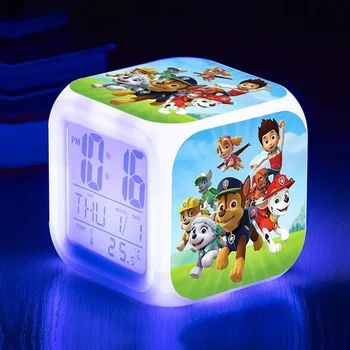 NEW Paw Patrol Rescue Puppy Ryder Chase Skye LED будилник 3D цветен светещ часовник играчка детска спалня декор Коледен подарък Изображение