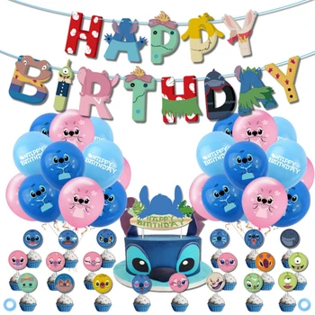 1Set Disney Lilo&Stitch Декорации за рожден ден Балони Детска декорация за рожден ден Бебешки душ парти Подаръчни консумативи Изображение