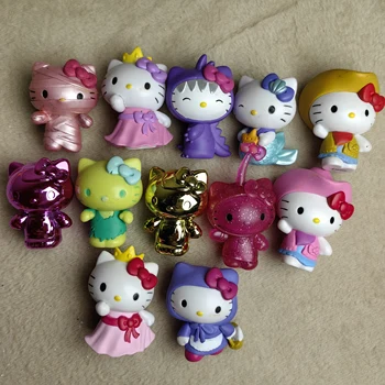 1pcs избра Видове Sanrio аниме фигури Hello Kitty събира орнаменти анимационни герои Kawaii KT котка кукла модел играчки деца подаръци Изображение