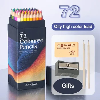 12/24/48/72 Цветове Цветен молив DIY комплектът включва: Дървена цветна острилка за моливи Гума Училищни офис консумативи Арт канцеларски материали Изображение