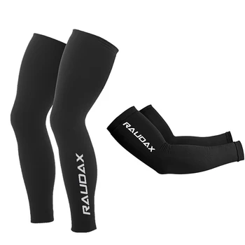 2024 Екип Raudax Подгреватели за крака Черно UV tection Колоездене Arm Warmer Дишащ велосипед Бягане Racing MTB Bike Leg ръкав Изображение