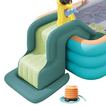 Надуваем басейн водна пързалка с по-широки стъпки Бебешки играчки за баня Детски плувни водни играчки за отдих Улеснение за открит вътрешен Изображение